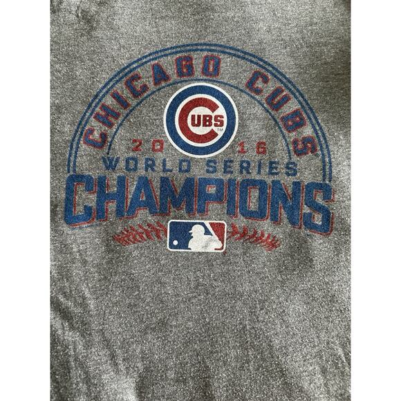 Chicago Cubs Women’s World Series Champs 2016 Ringer T-shirt Gray Blue XL - Picture 5 of 5